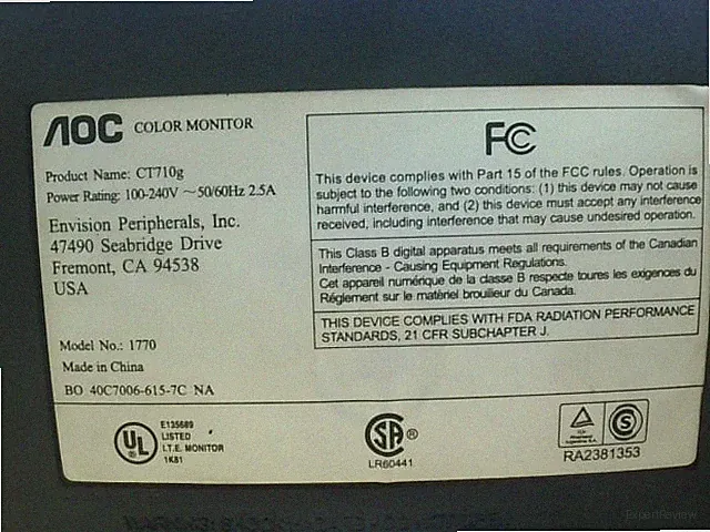 AOC CT710g 17" CRT Monitor 1280x1024 60Hz-Used