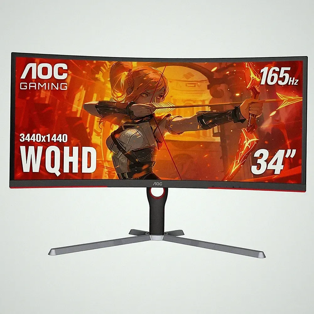 AOC CU34G3S 34" Frameless Curved Ultrawide Gaming Monitor WQHD 3440 x1440 165Hz