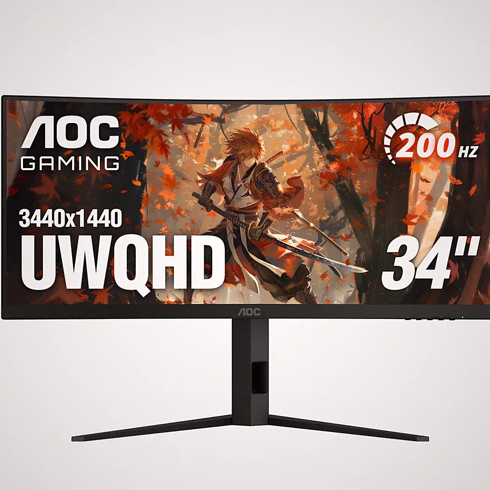 AOC - CU34G4HV 34" VA Panel Curved Gaming Monitor, LED, WQHD (3440x1440), 200...