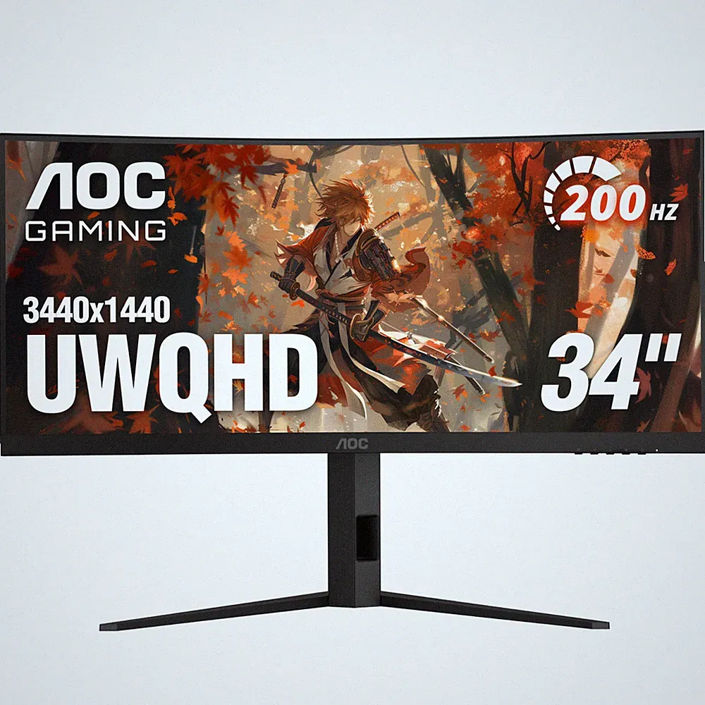 AOC - CU34G4HV 34" VA Panel Curved Gaming Monitor, LED, WQHD (3440x1440), 200...