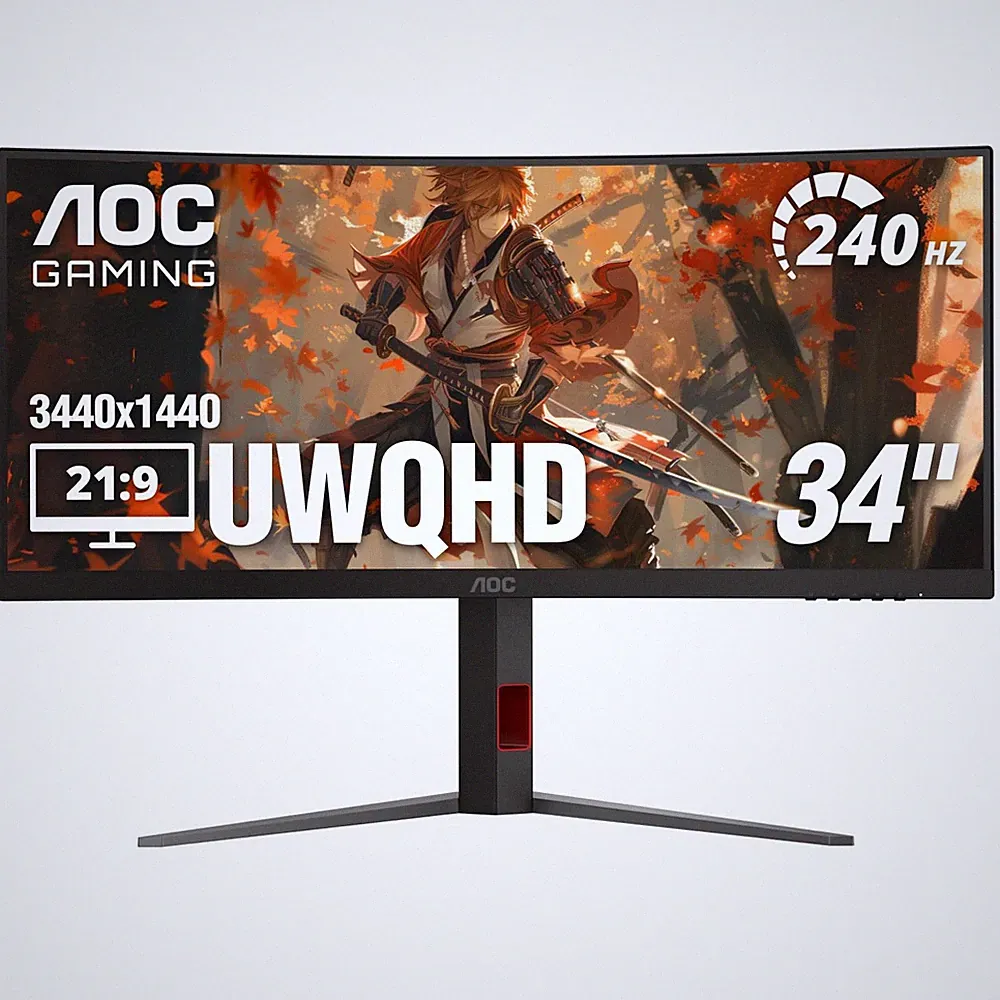 AOC CU34G4Z 34" Curved Gaming Monitor UWQHD 240Hz VA 3440×1440 0.3ms HDR400