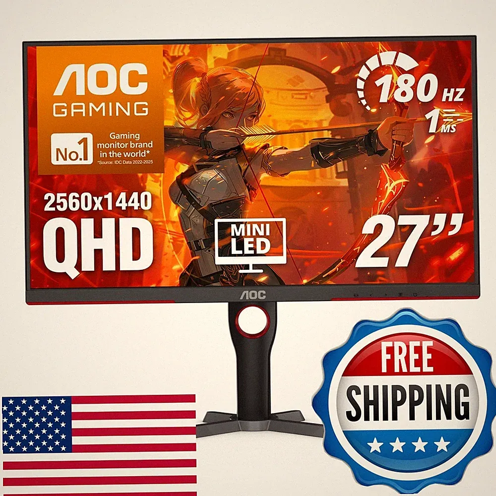 AOC Q27G3XMN 27 Inch Gaming Monitor QHD 180Hz Mini-LED HDR1000