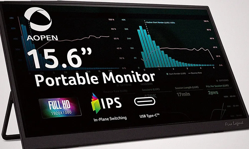 AOPEN 16PM1Q 15.6in Full HD IPS Portable Monitor USB-C HDMI 60Hz refresh rate