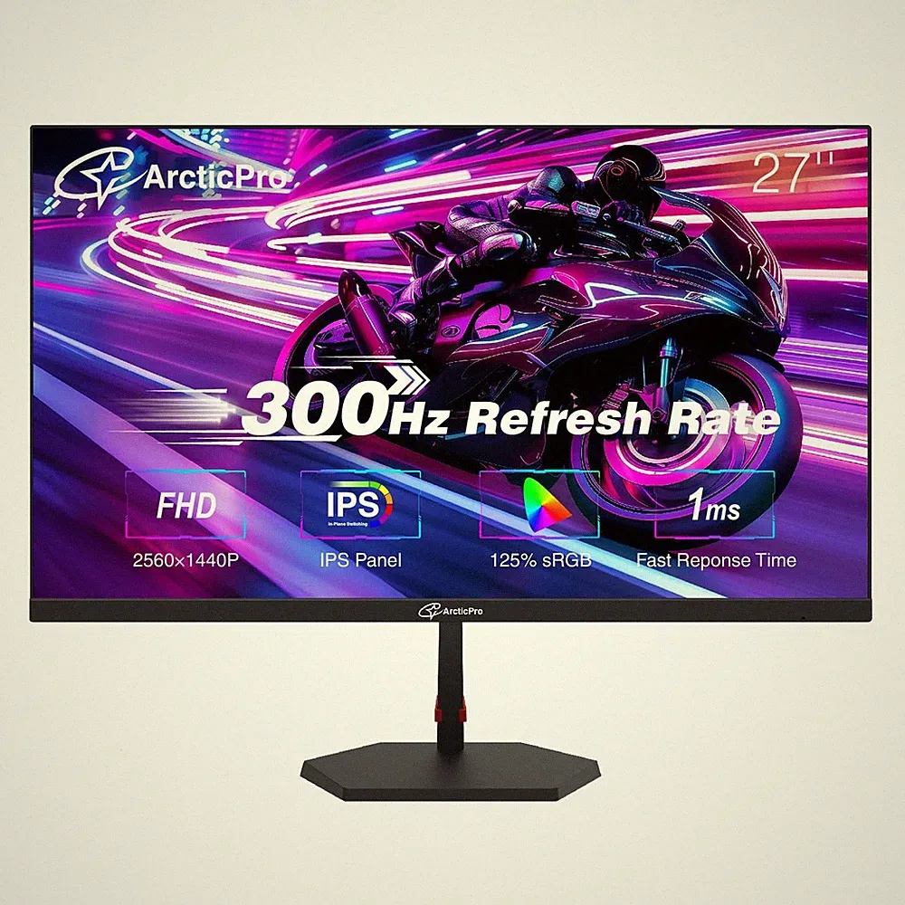 ArcticPro 27 inch 300Hz 240Hz Gaming Monitor, FHD 27" IPS, Black