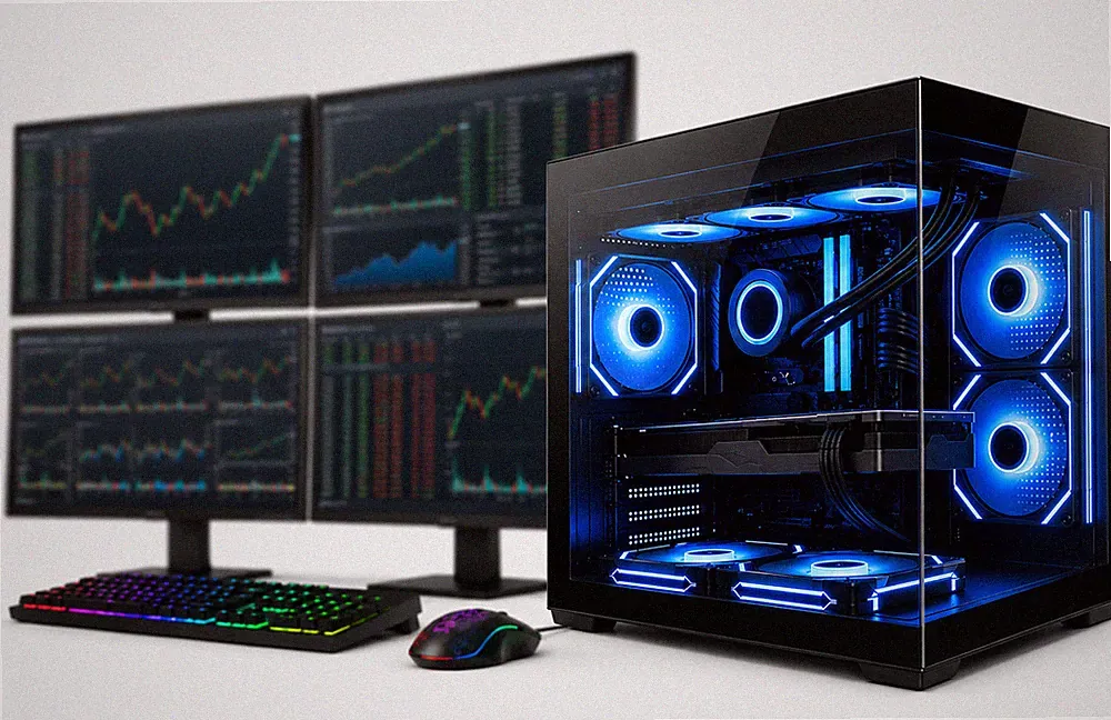 ARGB Desktop Trading PC 8th 16GB 1TB SSD M2000 4Display Multi Monitor Win11 WIFI
