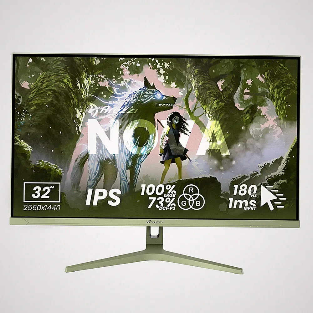 Arozzi Nova 32" Gaming Monitor IPS 2560x1440 180Hz 1m - Forest Green [NEW/OPEN]