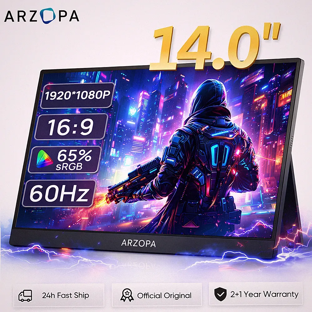 ARZOPA 14" Portable Monitor 1080P FHD IPS External Second Screen for Laptop Mac
