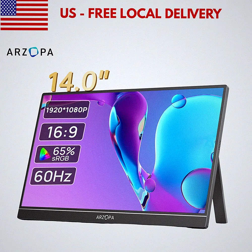 ARZOPA 14'' Portable Monitor 1080P IPS Gaming Screen for Laptop PS5 Xbox
