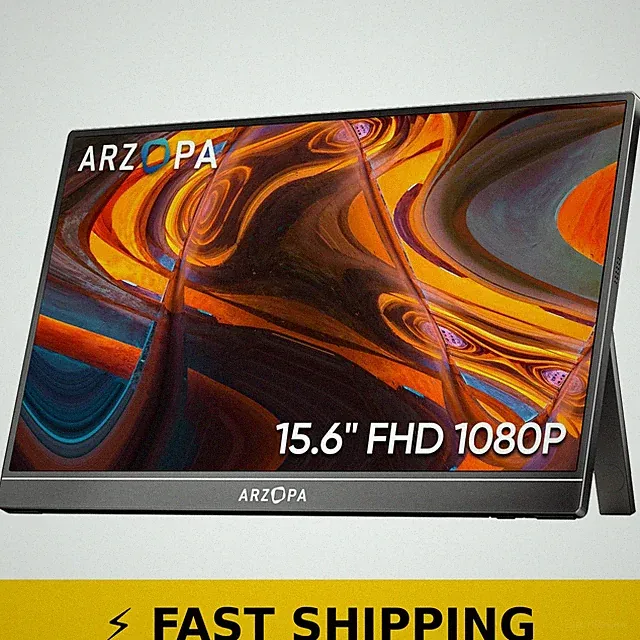 ARZOPA 15.6'' FHD Portable Monitor - Ultra-Slim with Kickstand