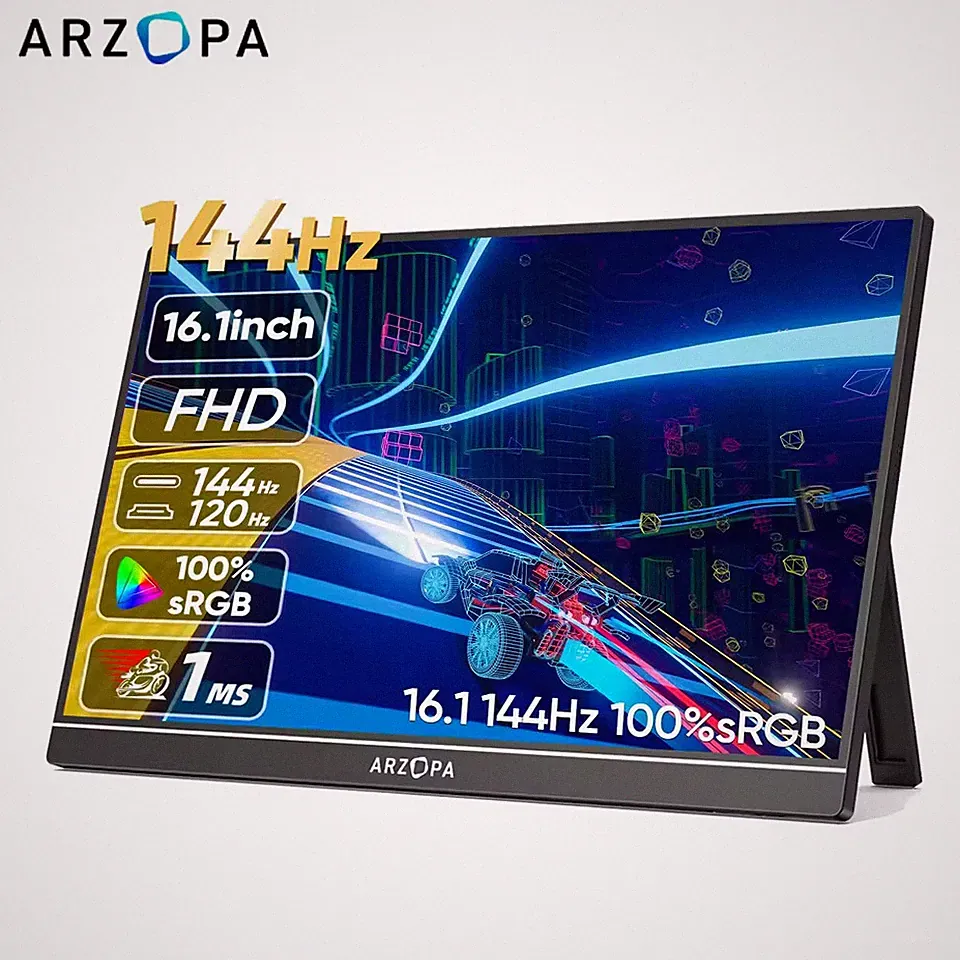 ARZOPA 16.1'' 144Hz 1080P FHD Portable Gaming Monitor HDR External Second Screen