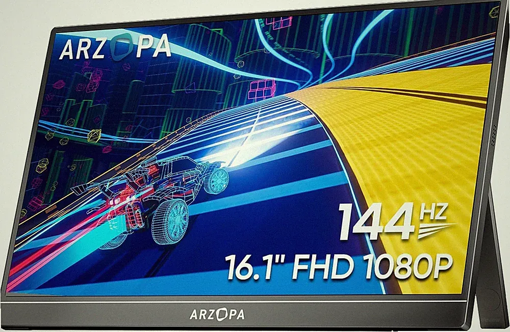 ARZOPA 16.1'' 144Hz Portable Gaming Monitor, 106% Srgb 1080P FHD Kickstand Porta