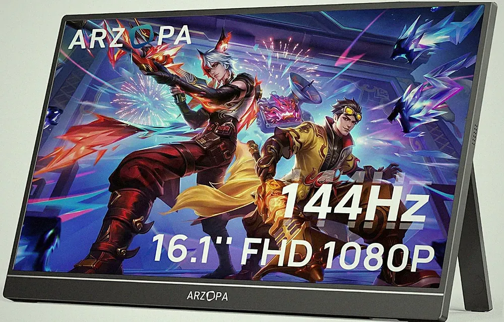 ARZOPA 16.1'' 144Hz Portable Gaming Monitor, 106% Srgb 1080P FHD Kickstand Porta