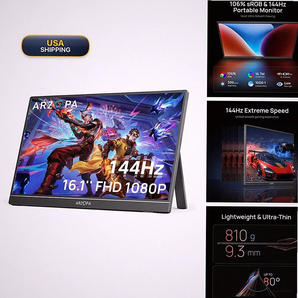 ARZOPA 16.1'' 144Hz Portable Gaming Monitor 106% sRGB - Z1FC
