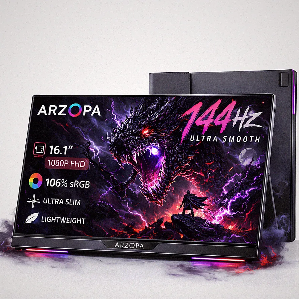 ARZOPA 16.1 144Hz Portable Gaming Monitor 1080P FHD 106% sRGB IPS Screen Grey