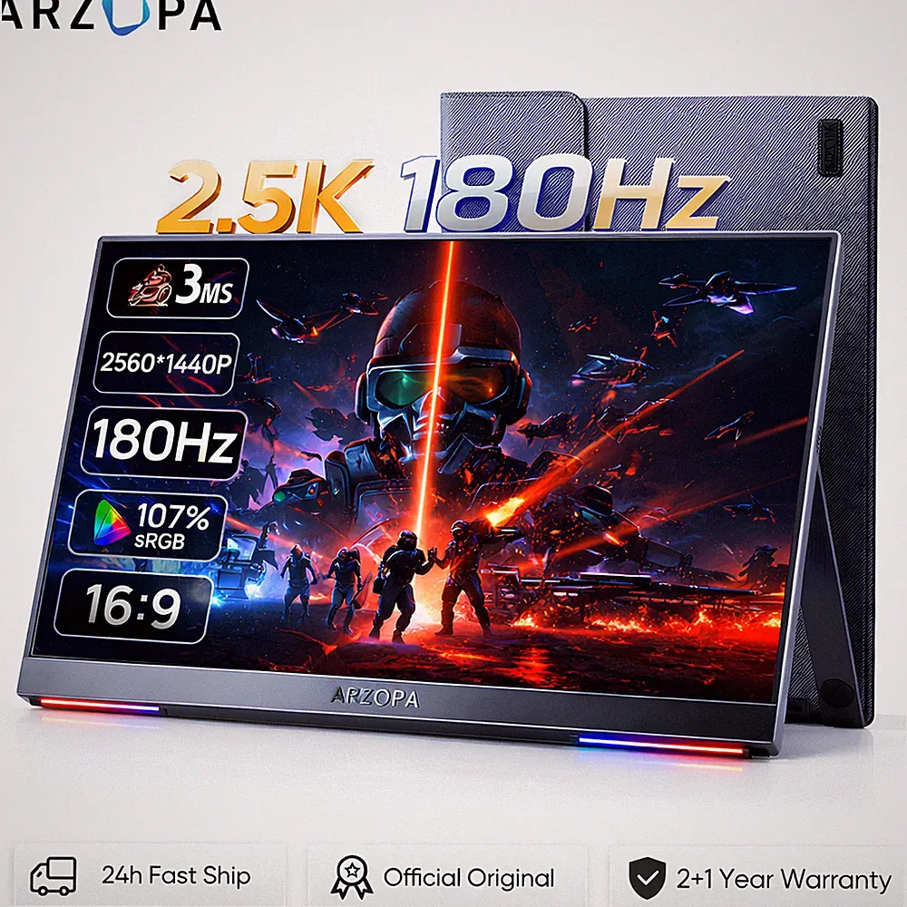 ARZOPA 16.1" 2.5K 180Hz Portable Gaming Monitor 2560x1440 QHD IPS 100% sRGB