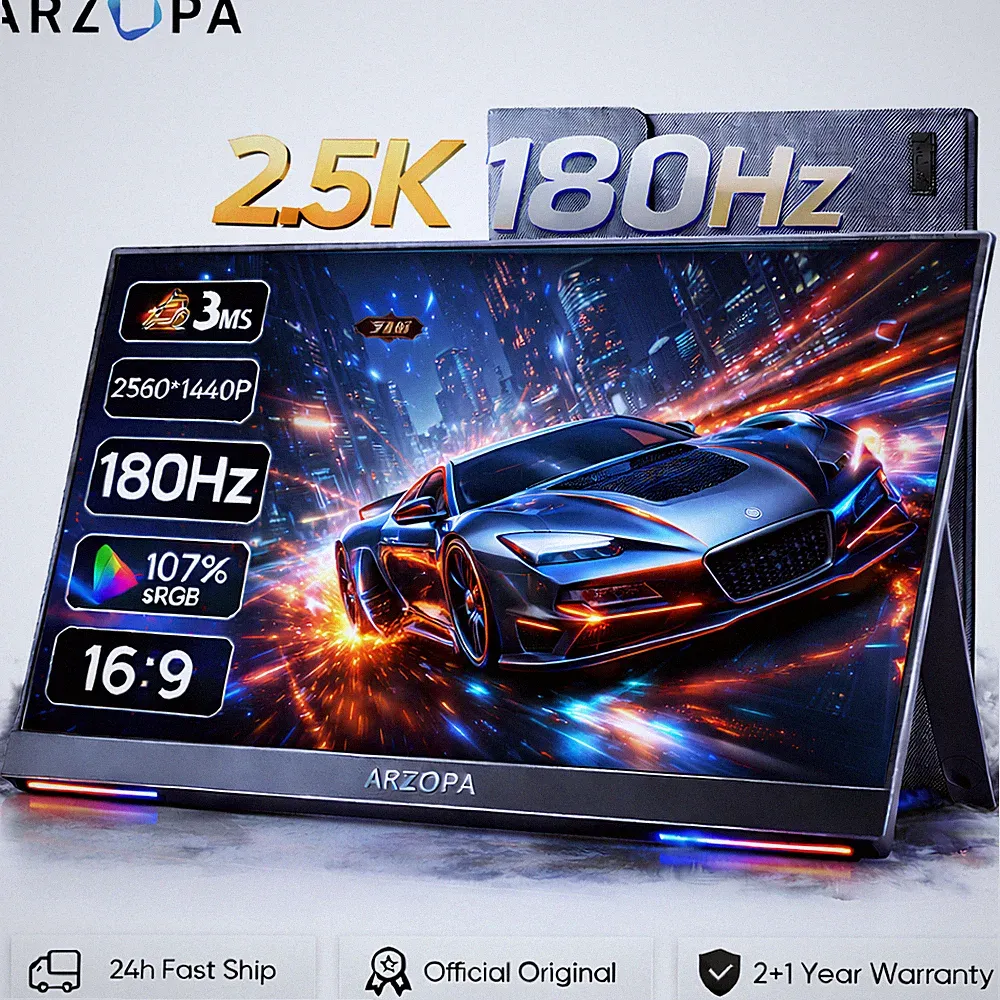 ARZOPA 16.1" 2.5K 180Hz Portable Monitor 1440P QHD IPS 400nit Gaming Scd Screen