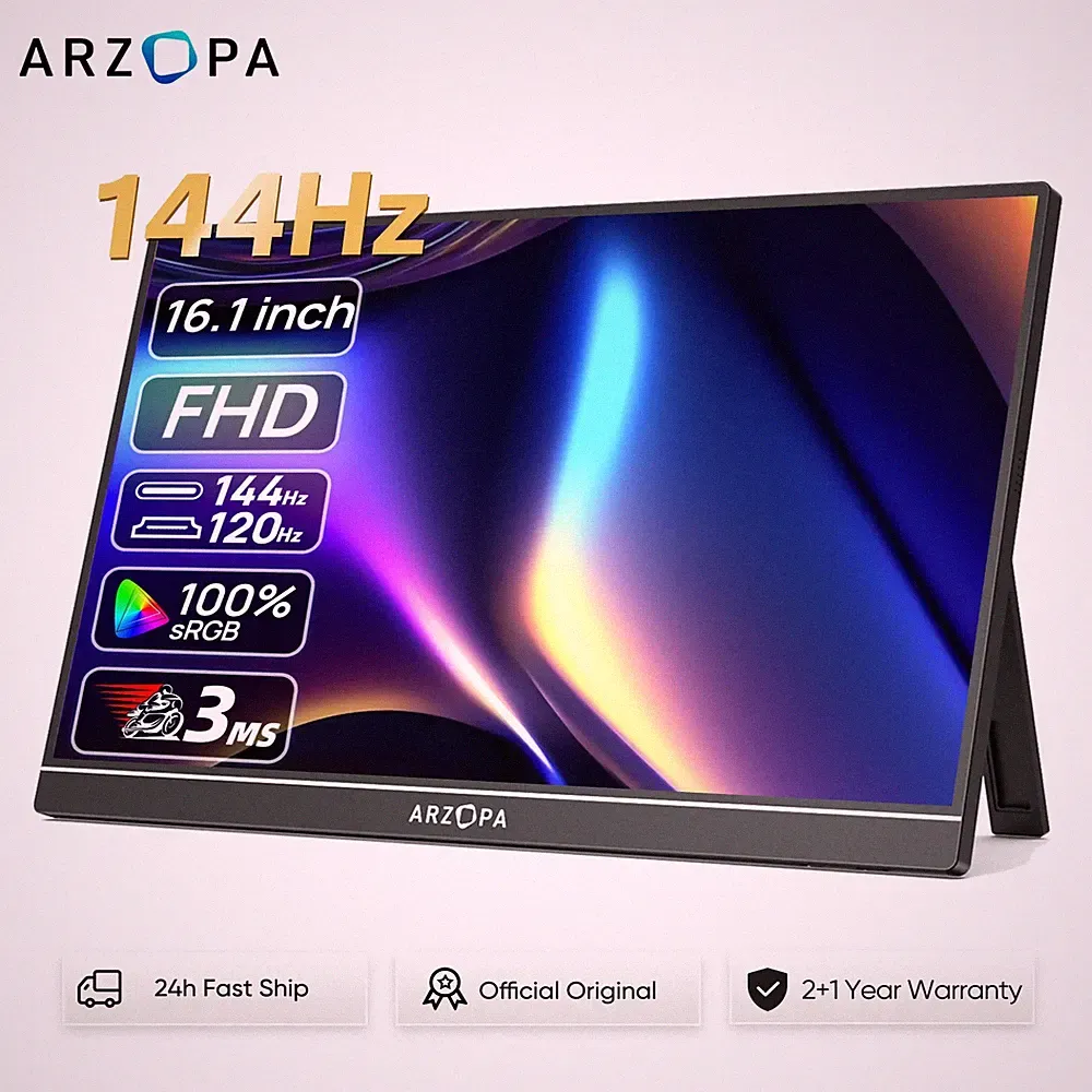 ARZOPA 16.1 inches Portable Gaming Monitor 144hz 100%sRGB 1080P FHD IPS Screen