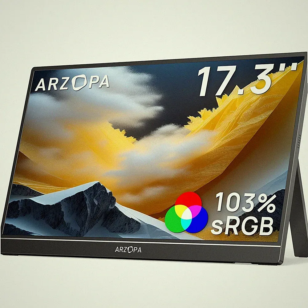 ARZOPA 17.3 Portable Monitor, 1080P FHD 103 sRGB IPS Gaming Monitor Laptop Mo...