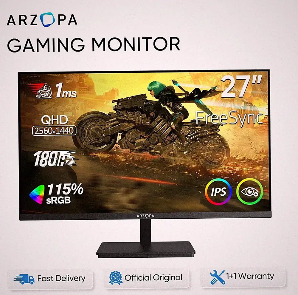 ARZOPA 27" 180HZ Gaming Monitor -2K QHD 2560x1440 Fast IPS Computer Display 1ms
