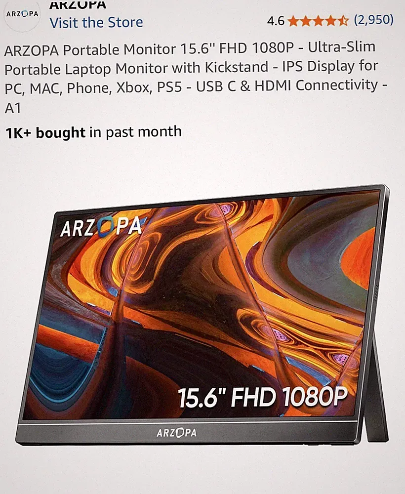 Arzopa Portable Monitor 15.6-inch