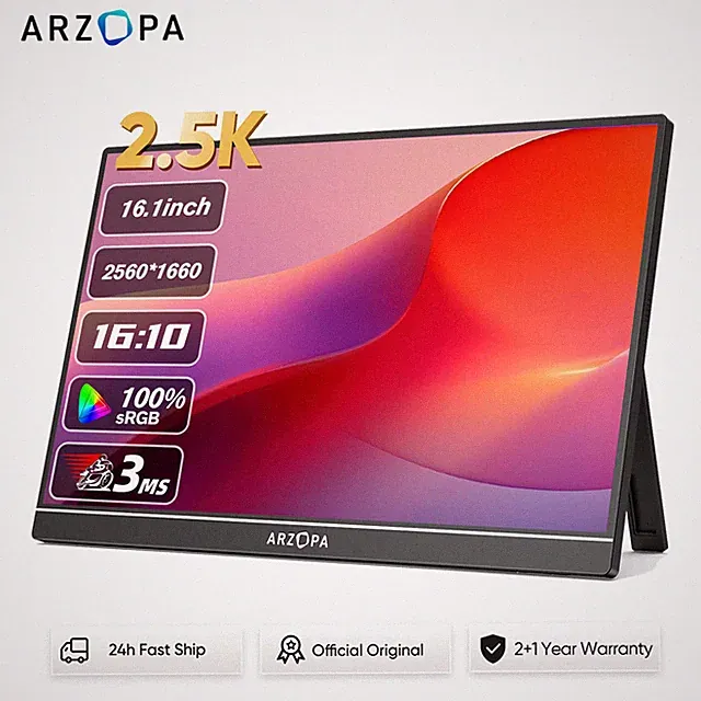 ARZOPA Z1RC 16" 2K 2560x1600 Portable Monitor IPS 16:10 USB-C HDMI