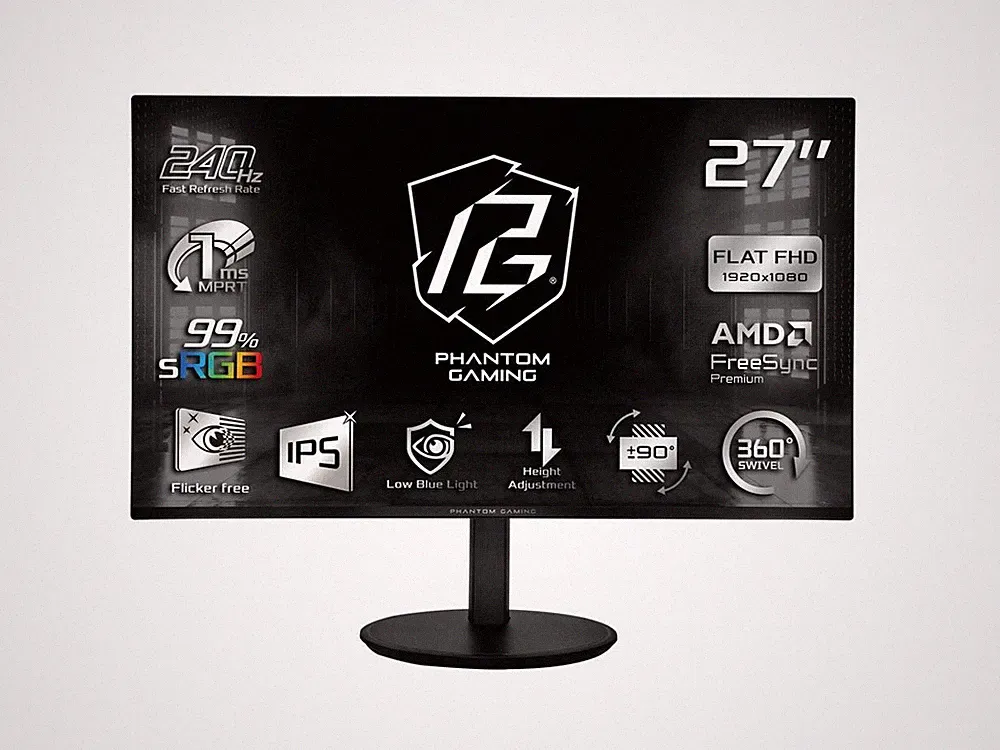 ASRock PG27FFS2E Phantom Gaming 27" FHD 240Hz IPS Monitor with HAS