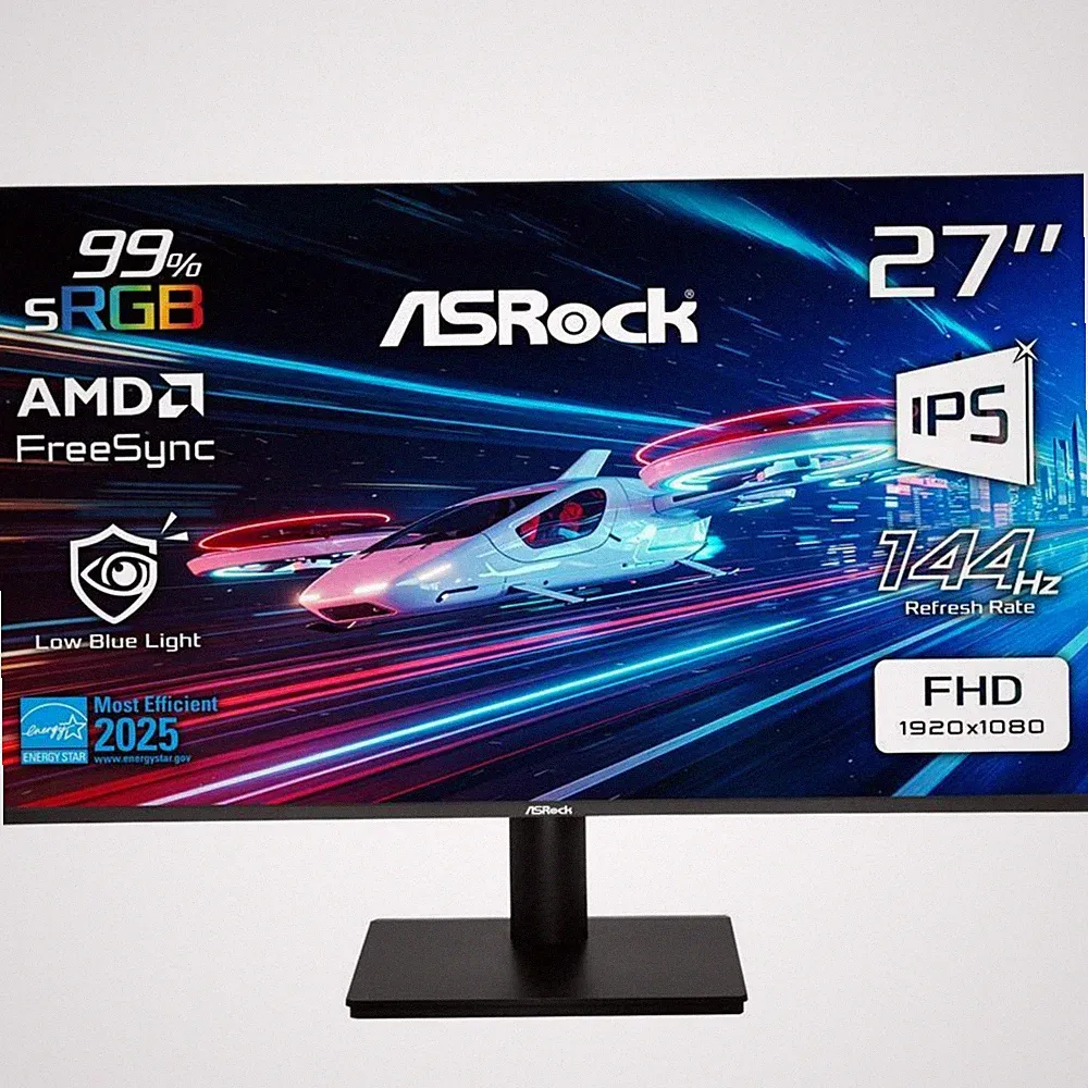 ASRock Phantom 27" FHD IPS Gaming Monitor 1ms AMD FreeSync Tilt HDMI & VGA
