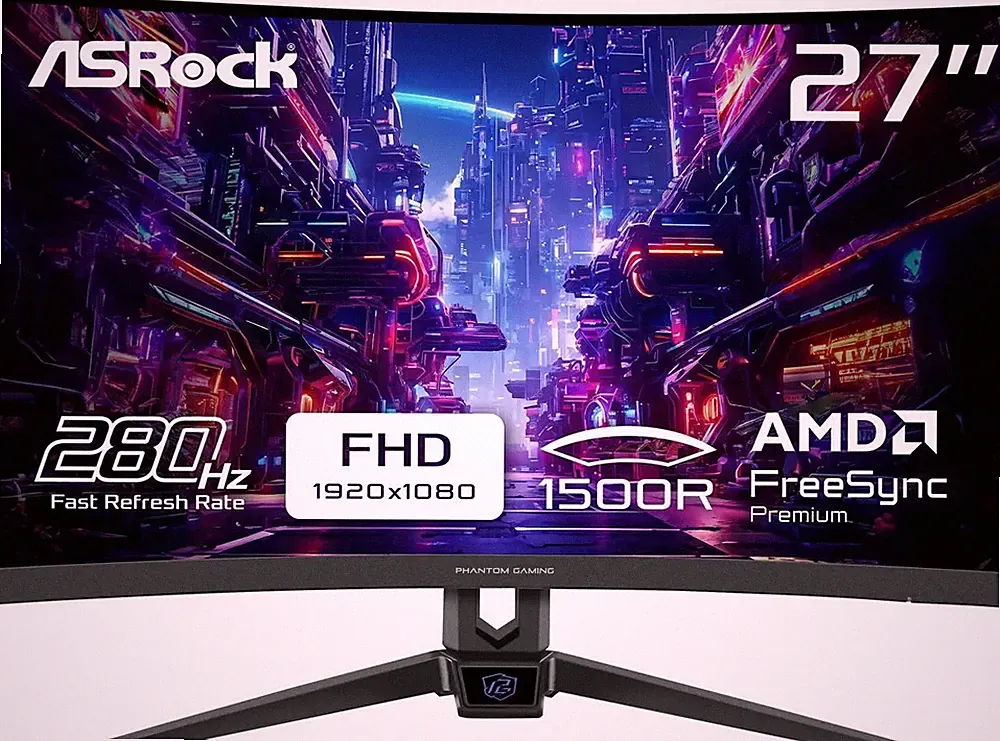 ASRock Phantom Curved Gaming Monitor 27" 280 Hz VA FHD 1ms FreeSync - PG27FRS1A
