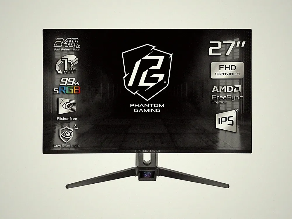 ASRock Phantom Gaming 27" FHD IPS 1 ms 240 Hz HDR10 Flat Panel Gaming Monitor