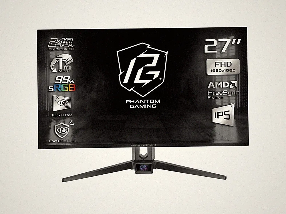 ASRock Phantom Gaming 27" FHD IPS 1 ms 240 Hz HDR10 Flat Panel Gaming Monitor