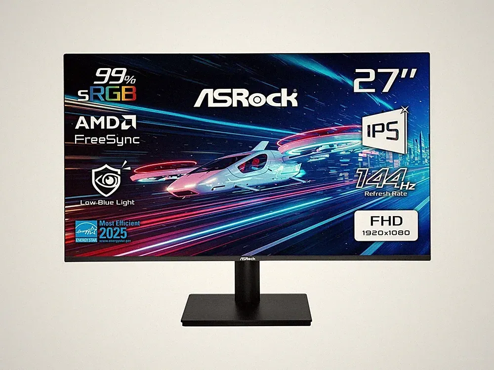 ASRock Phantom Gaming 27" Full HD 144Hz IPS with AMD FreeSync (Adaptive Sync) 1m