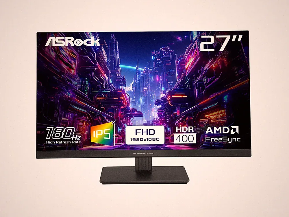 ASRock Phantom Gaming 27" Full HD 180Hz IPS with AMD FreeSync 1ms HDR400 Gaming