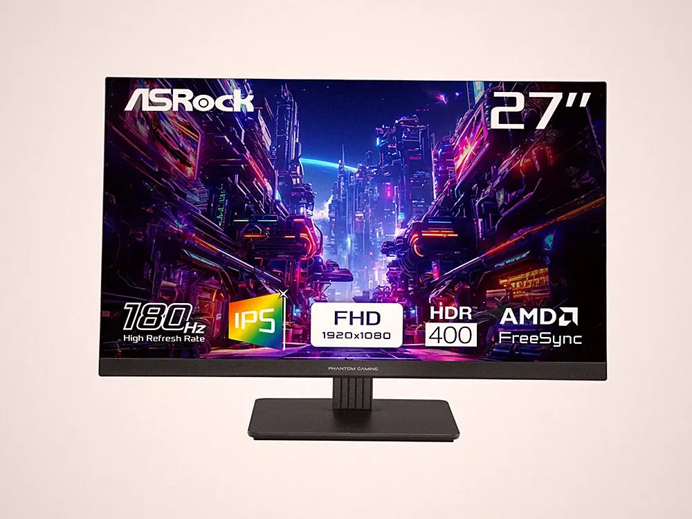 ASRock Phantom Gaming 27" Full HD 180Hz IPS with AMD FreeSync 1ms HDR400 Gaming