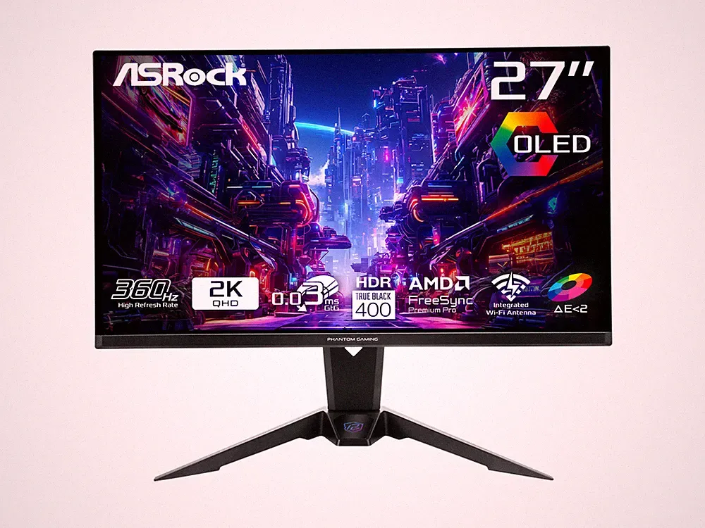 ASRock Phantom Gaming 27" QHD 2K 1440p 360Hz 0.03ms AMD FreeSync Premium Pro