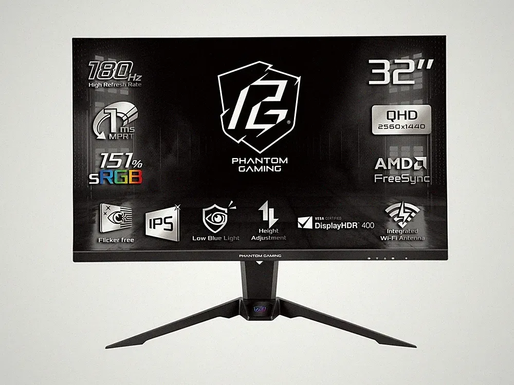 ASRock Phantom Gaming 32" QHD AMD FreeSync HDR400 180Hz 1ms (GTG) Gaming Monitor
