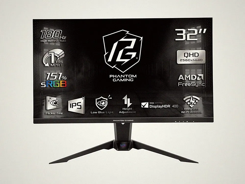 ASRock Phantom Gaming 32" QHD AMD FreeSync HDR400 180Hz 1ms (GTG) Gaming Monitor