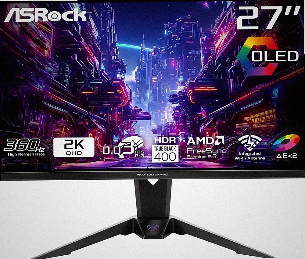 ASRock Phantom Gaming Monitor 27" 360Hz 0.03ms QD-OLED QHD 2560 x 1440 (2K)