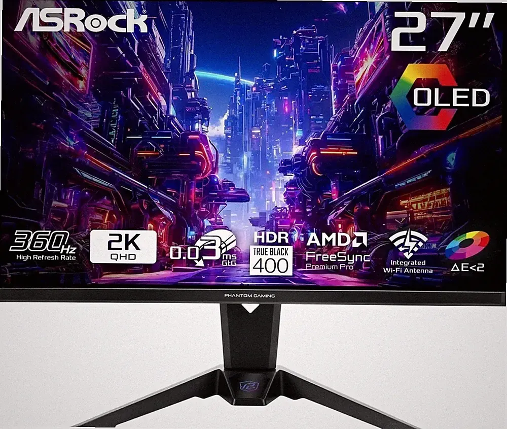 ASRock Phantom Gaming PGO27QFV 27in OLED 2560x1440 360Hz 0.03ms HDR400