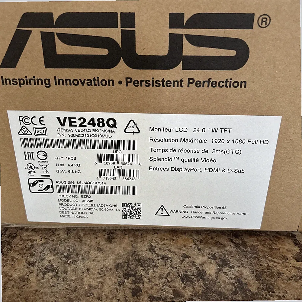 Asus 24-inch VE248q LCD Monitor 1920x1080 Full HD Hdmi And D-sub New
