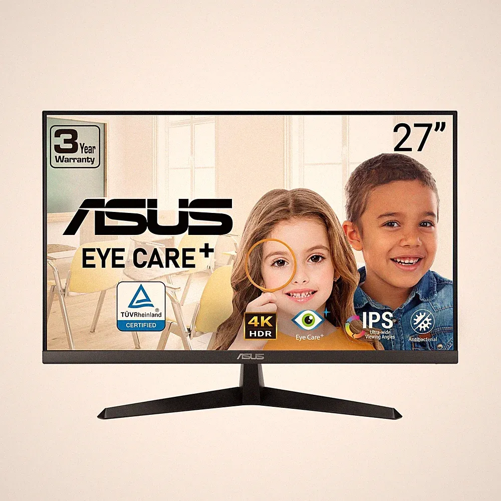 ASUS 27” 4K Eye Care Monitor (VY27UQ) - UHD (3840 x 14.4" x 24.1" x 2", BLACK