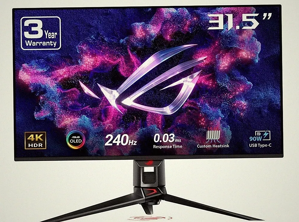 ASUS 31.5" 4K OLED HDR Monitor 240Hz 0.03ms USB-C Custom Heatsink Black