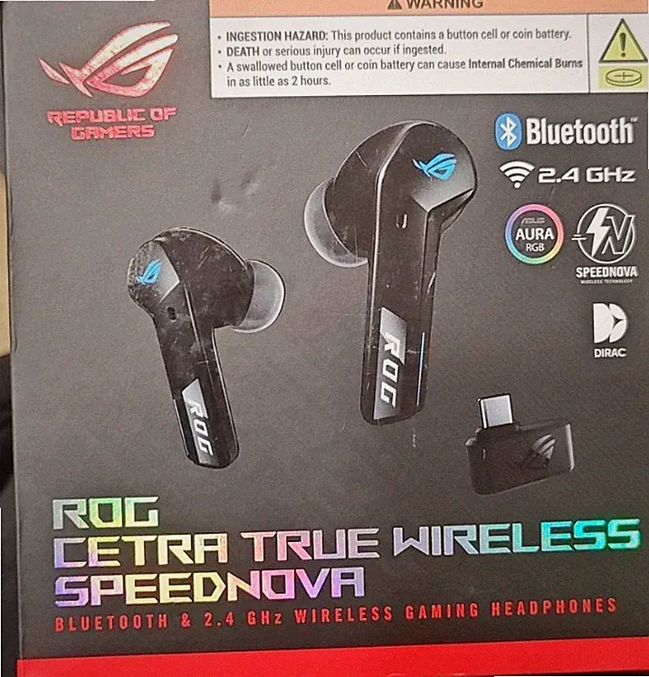 ASUS ROG Cetra True Wireless Gaming Headphones (2.4 GHz & Bluetooth 5.3, ROG