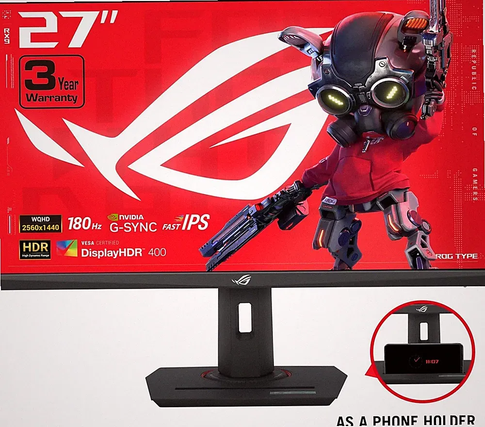 ASUS ROG Strix 27” QHD (2560x1440) HDR400 USB-C Gaming Monitor (XG27ACS), 180Hz
