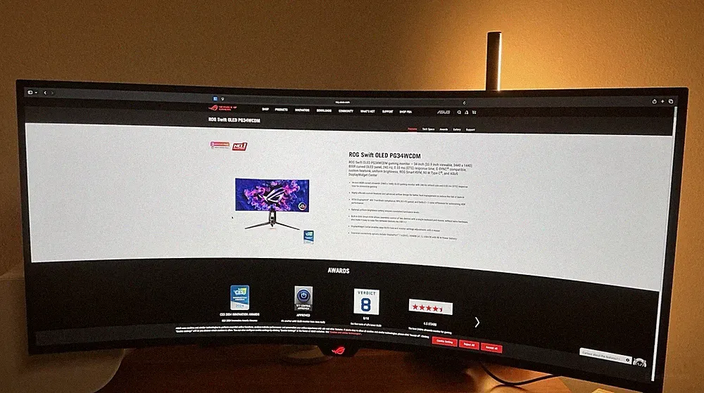 ASUS ROG Swift PG34WCDM 34” OLED Ultrawide 240Hz – Original Box, Stand, Cables