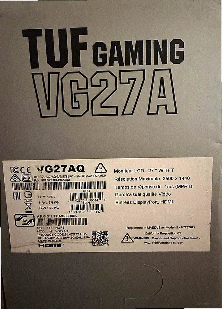 ASUS TUF Gaming VG27AQ 27in QHD 165Hz 1ms LCD Adaptive-Sync HDMI/DP