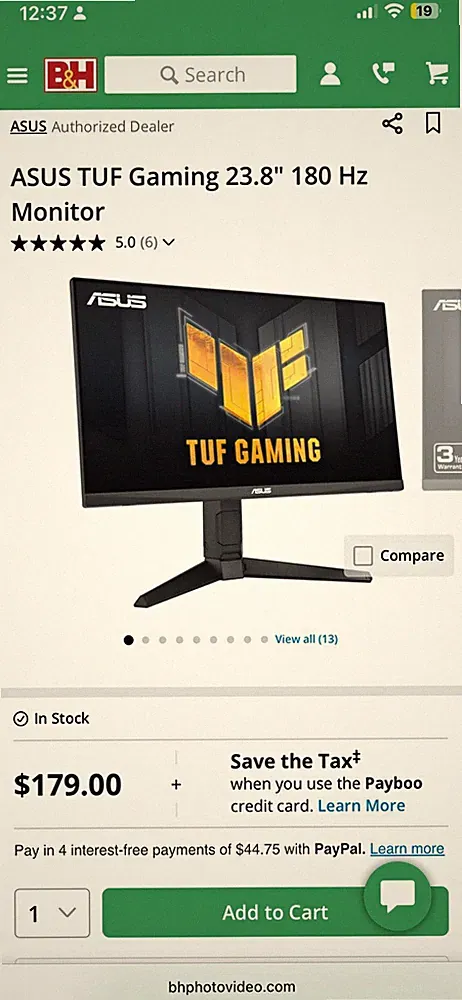 ASUS TUF Gaming VG5A Series 23.8" 180Hz 16:9 Gaming Monitor Black