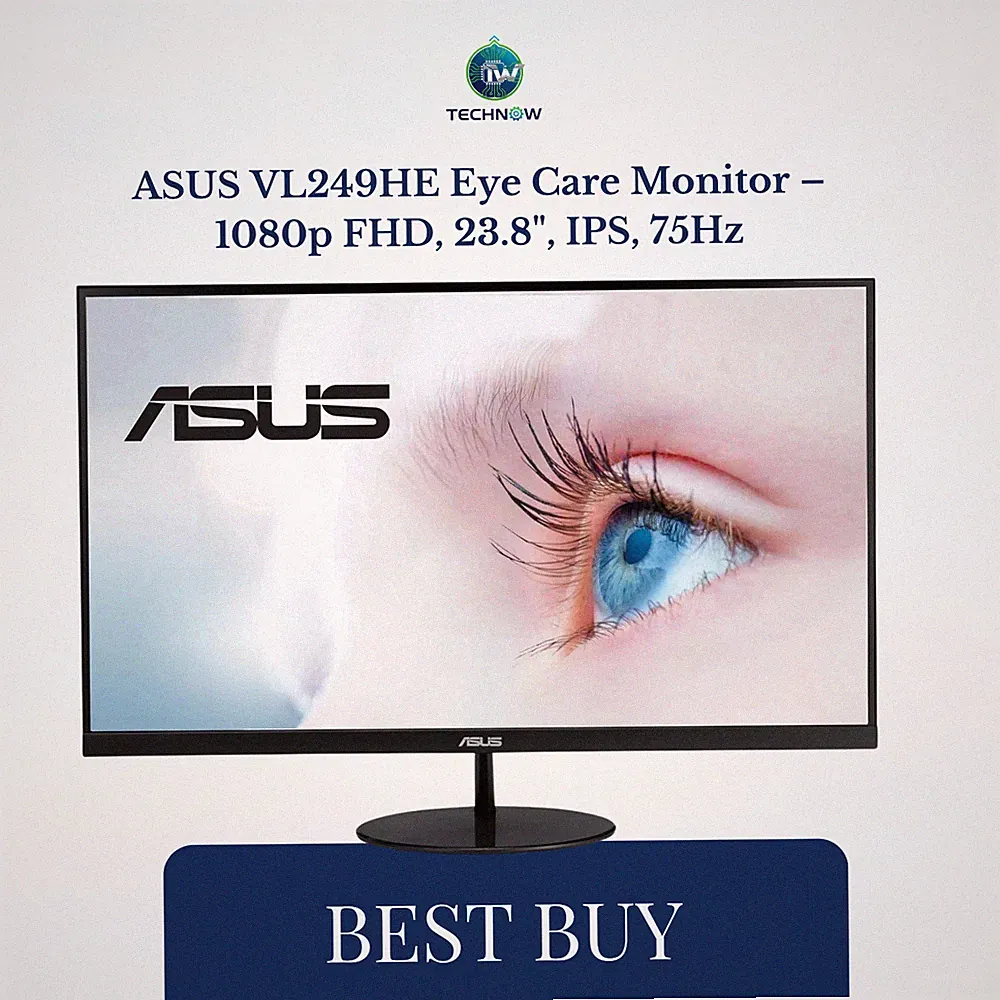 ASUS VL249HE Eye Care Monitor – 1080p FHD, 23.8", IPS, 75Hz