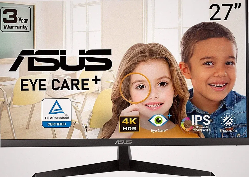 ASUS VY27UQ 27" 4K IPS Eye Care Monitor, UHD, 3840 x 2160, Display Port, HDMI