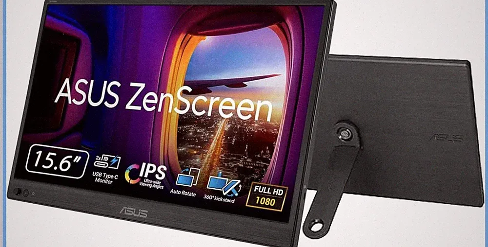 ASUS ZenScreen 16” Portable USB Monitor (MB169CK) - Full HD, IPS, Dual USB-C