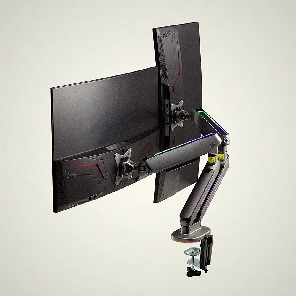AVLT Dual 13”-32” RGB Gaming Monitor Arm Desk Mount Built-in 20 Ligh